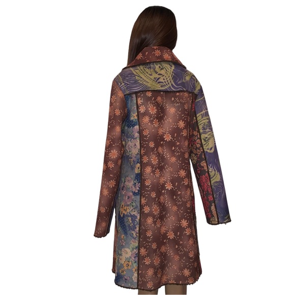 Scared Threads Floral Suede Hip-Length Pea Coat, Size M/L - Picture 10 of 16